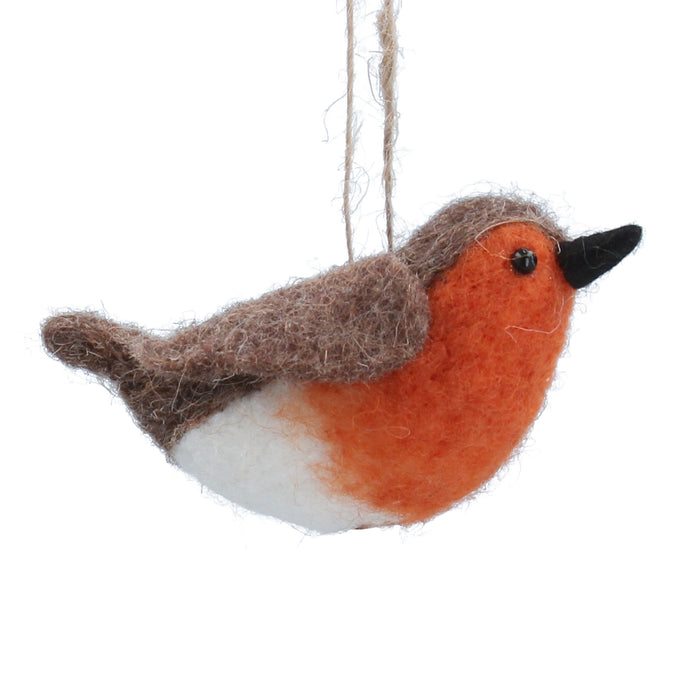 Gisela Graham Mixed Wool Robin Hanging Decoration