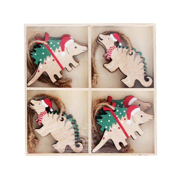 Gisela Graham Wooden Short Dinosaur Decorations