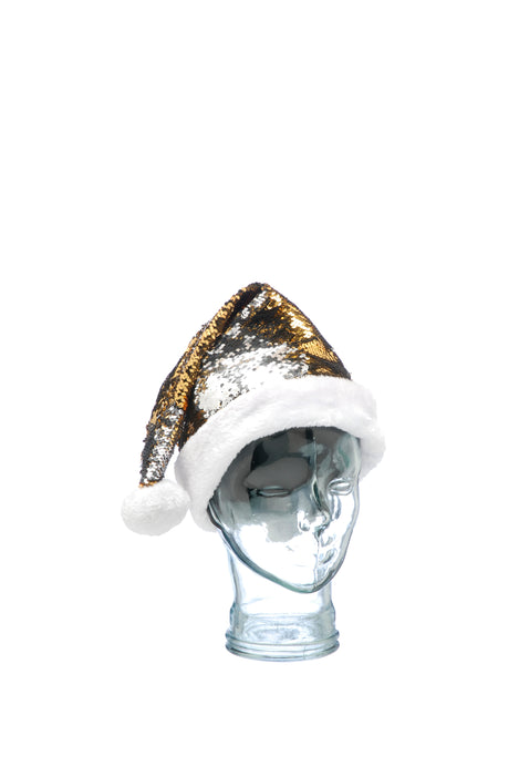 Gold and Silver Sequin Santa Hat