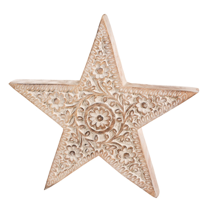 Handcarved Wooden Star Standing Decoration