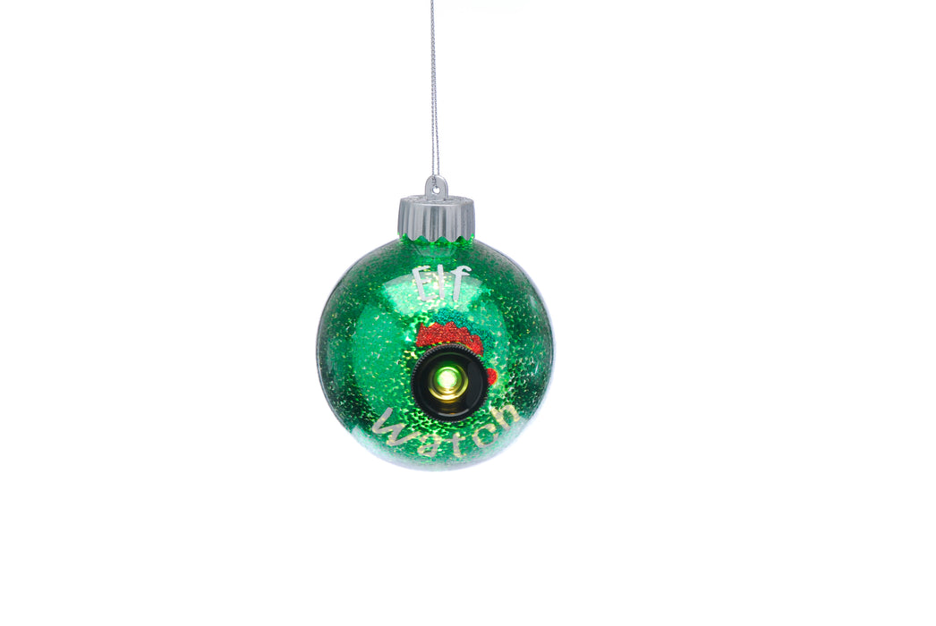 Lit Green Elf Watch Bauble