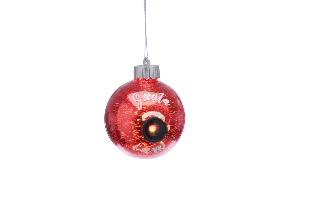 Lit Red Santa Cam Bauble