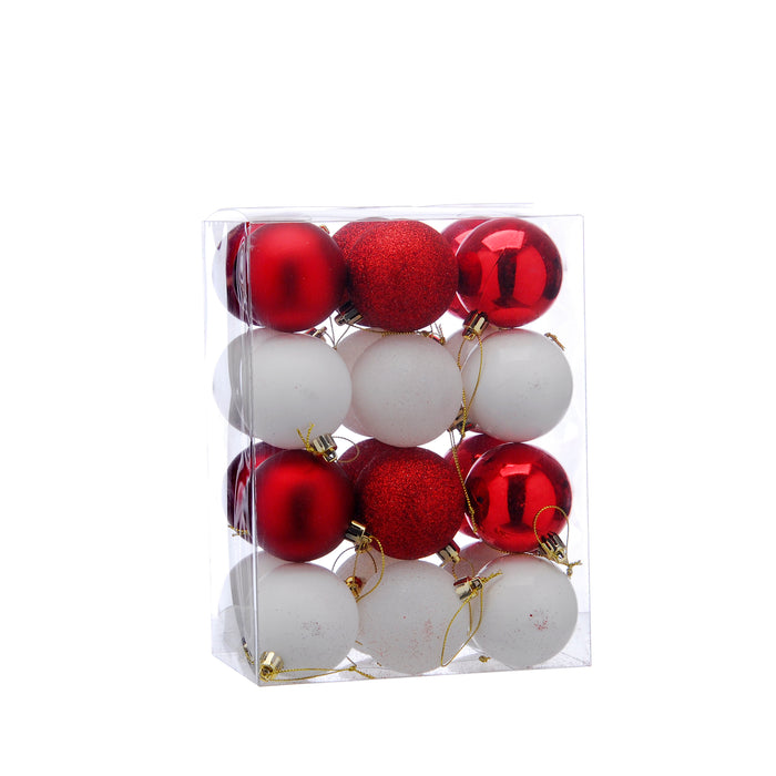 Red and White Stripe Bauble Set