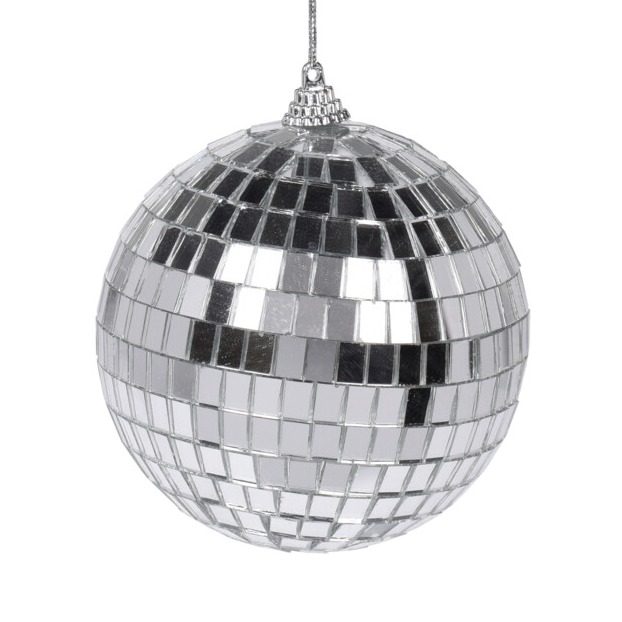 Silver Mirror Bauble 10cm