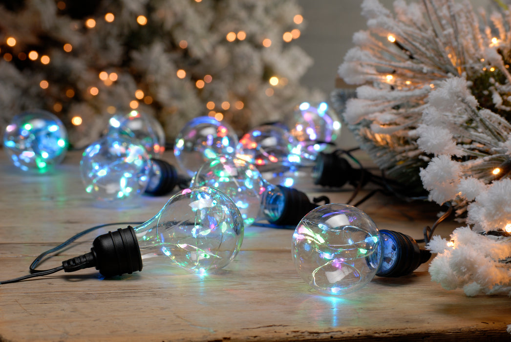 10 Twinkling Multicolour Bulb String Lights