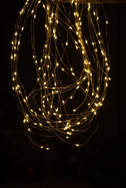 200 Dewdrop Branch Copper Wire Amber LED Christmas Lights from Pines and Needles