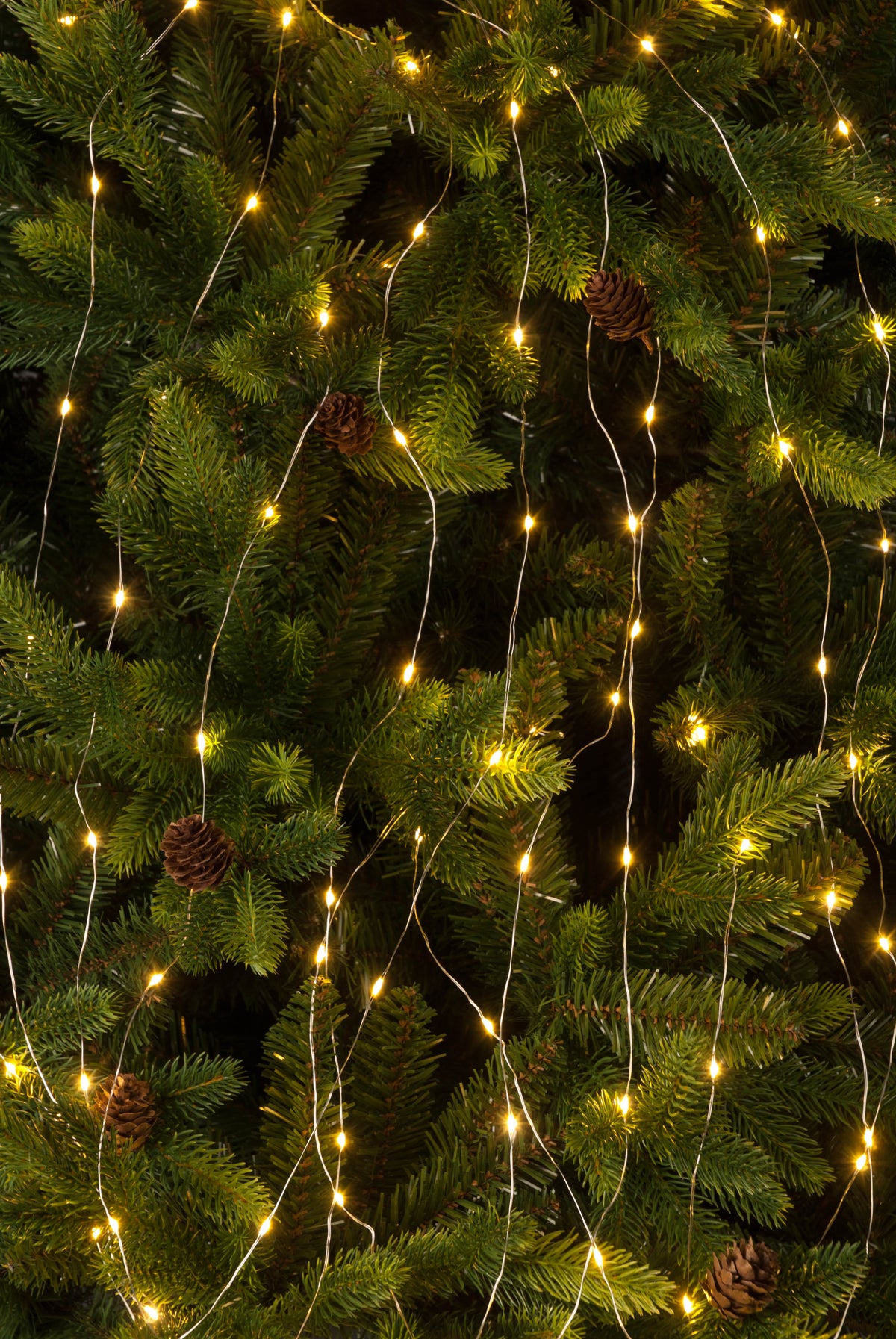 300 Twinkling Cascade Lights in Amber Pines and Needles