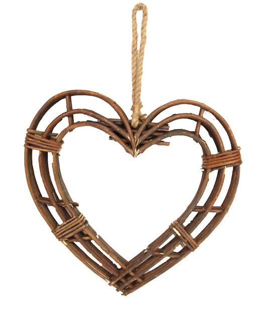 Gisela Graham Natural Twig Frame Heart Wreath. 50cm