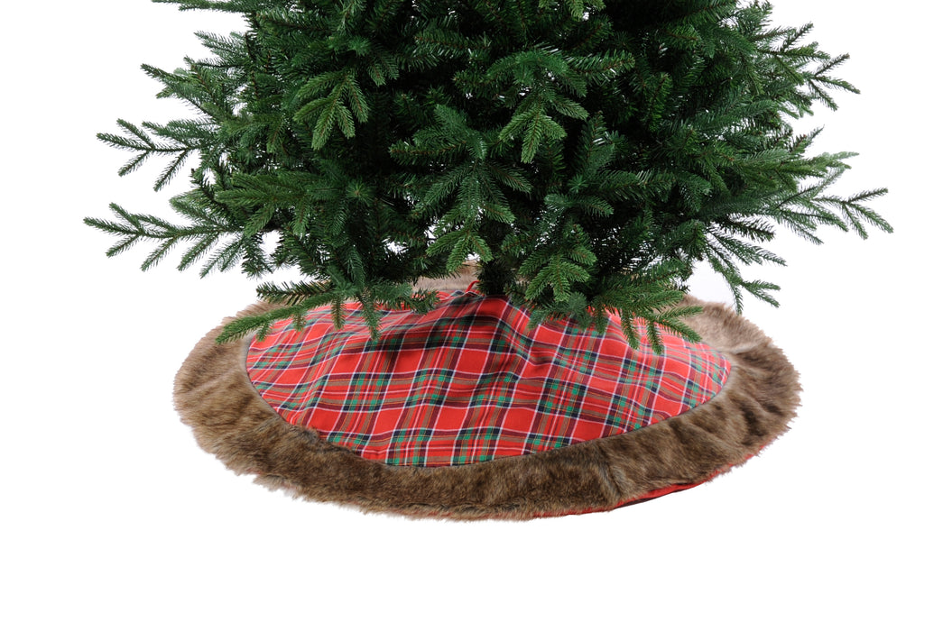 Red Tartan Christmas Tree Skirt, 106cm