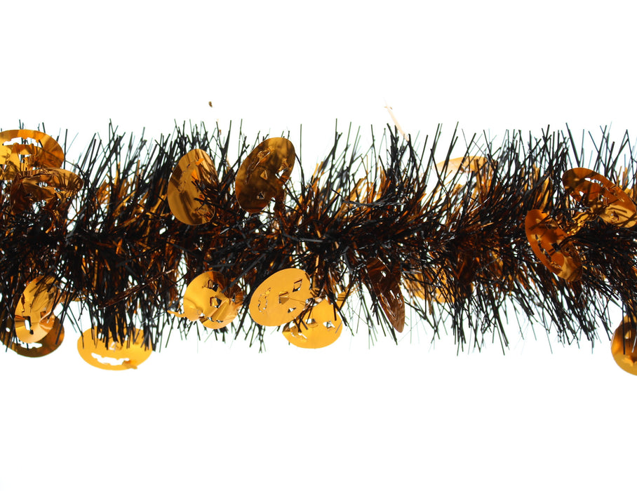 Black Tinsel with Orange Pumpkins