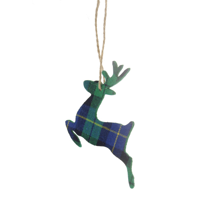 Blue Tartan Reindeer Christmas Decoration