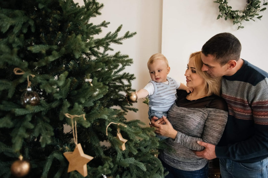 Decorating a Nordmann Fir Christmas Tree in the Home