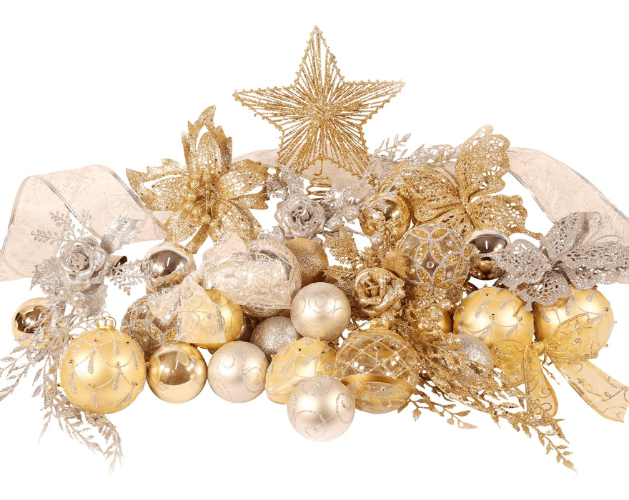 8ft Gold and Silver Classic Christmas Tree Decoration Set from Pines and Needles