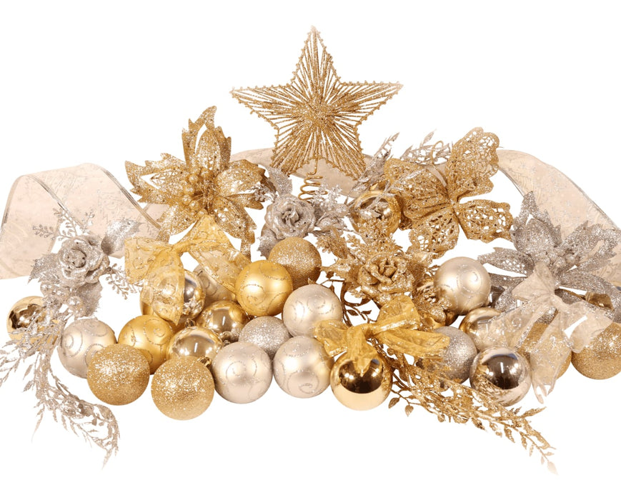 8ft Silver and Gold Festive Christmas Tree Decoration Set from Pines and Needles