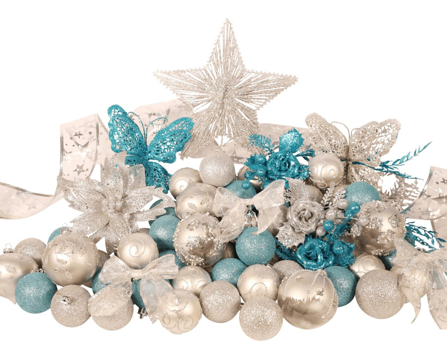 11ft Silver and Light Blue Classic Christmas Tree Decoration Set from Pines and Needles