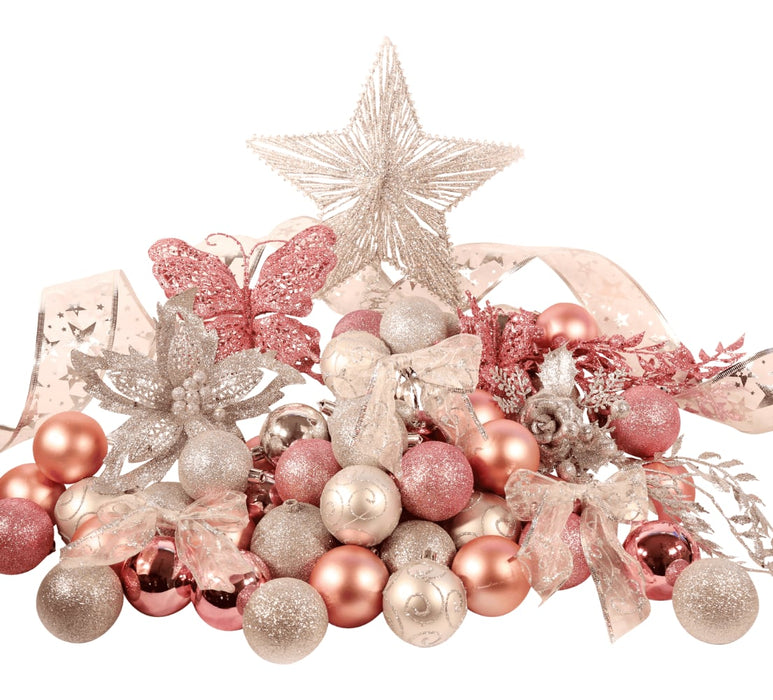 11ft Silver and Pink Festive Christmas Tree  Decoration Set from Pines and Needles