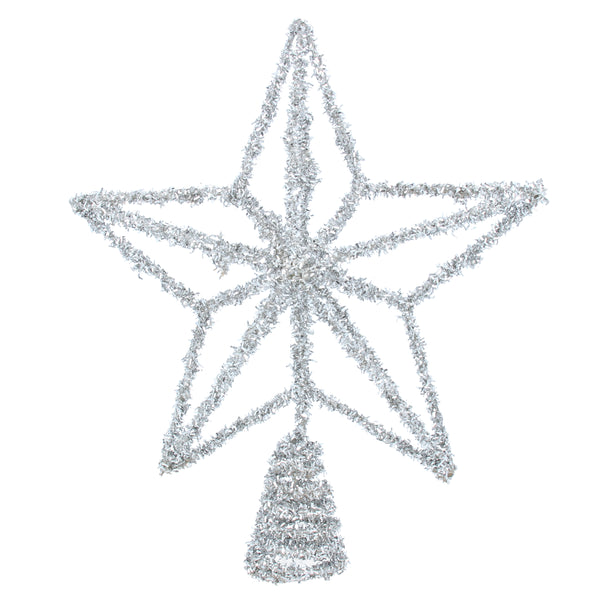 Gisela Graham Silver Tinsel Tree Topper | Pines and Needles