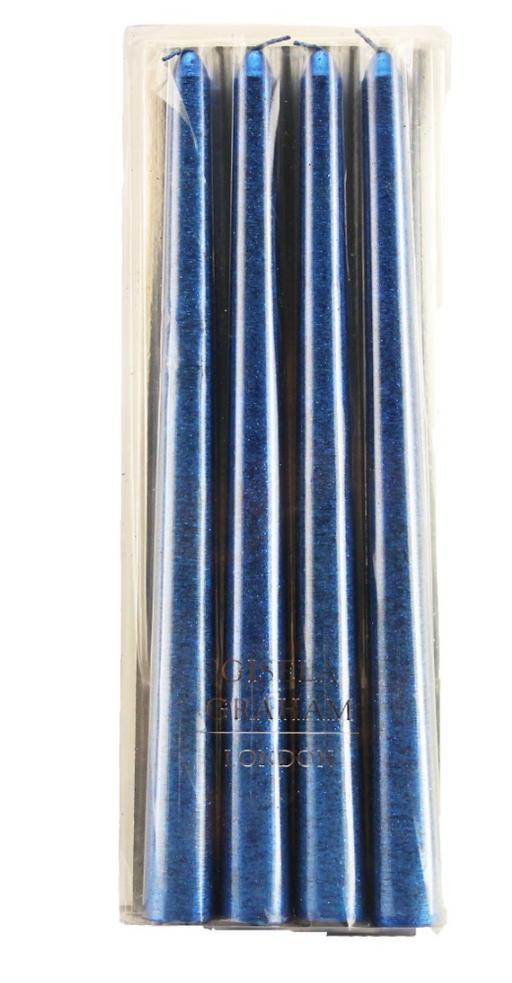 Gisela Graham Navy Blue Taper Candles, 4 pack