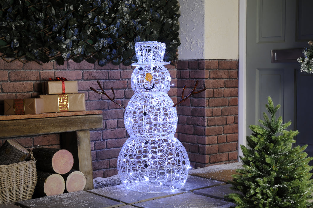 Lit White Twinkling Snowman, 90cm