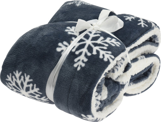 Navy & White Sherpa Fleece with Snowflake Design