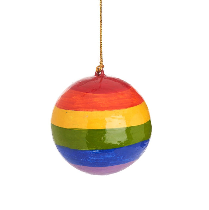 Rainbow Papier Mache Bauble