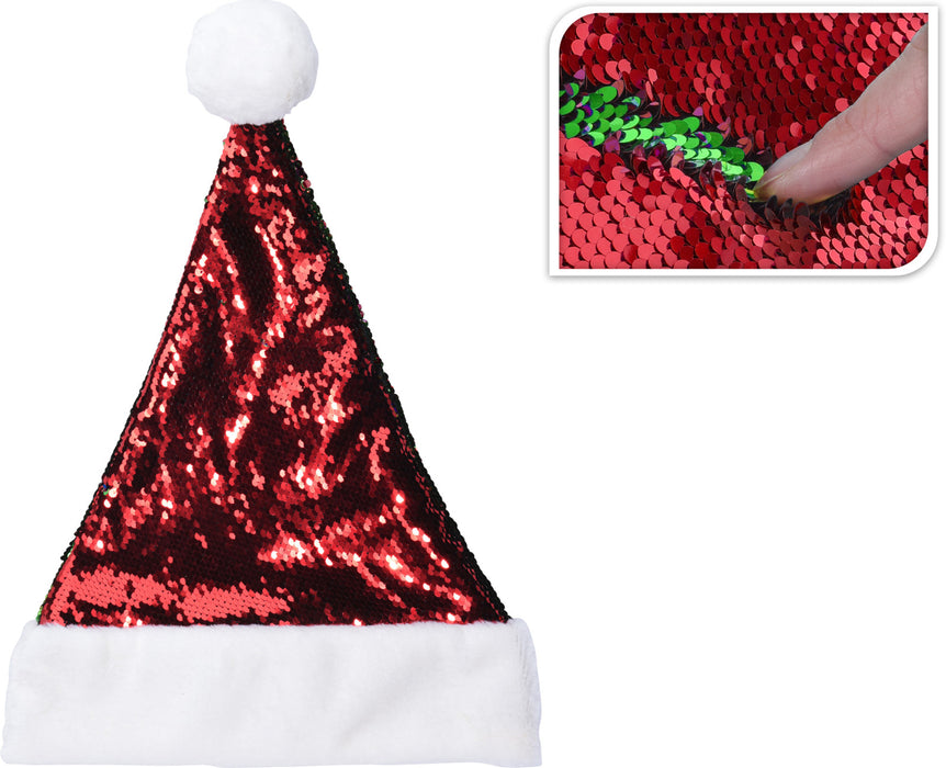 Red & Green Sequin Santa Hat