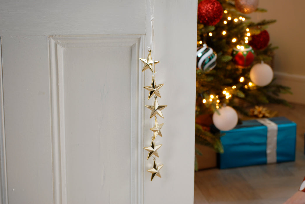 Gold Six Star Garland, 44cm