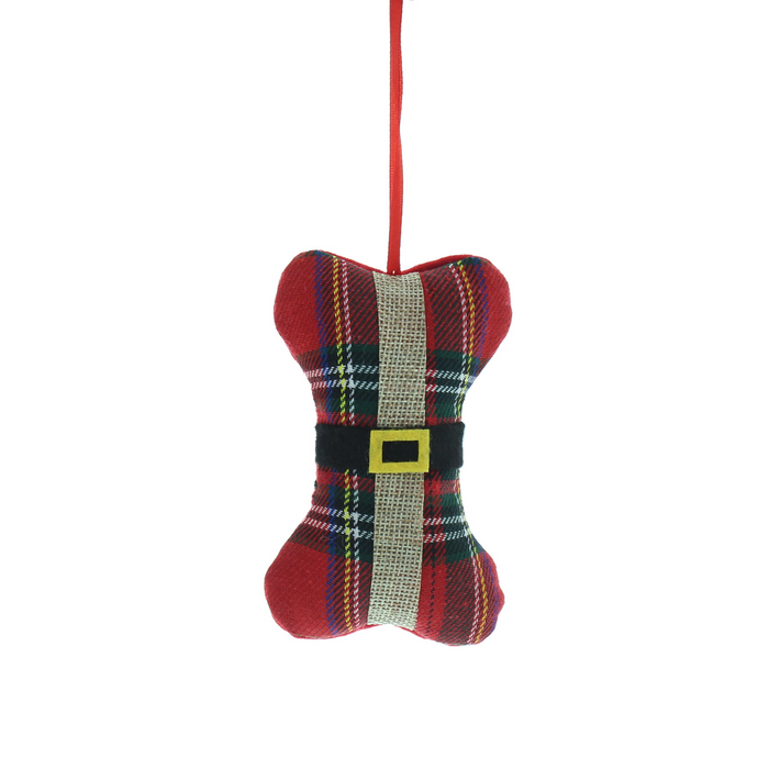 Tartan Bone Christmas Decoration