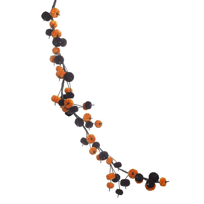 Velvet Black and Orange Pumpkin Garland